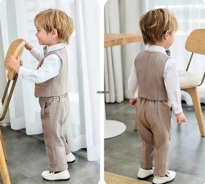 Baby Boys Summer Birthday Dress Kids Beaufitul Pograph Suit Children Formal Wedding Performance Dance Tuxedo Wear 250219