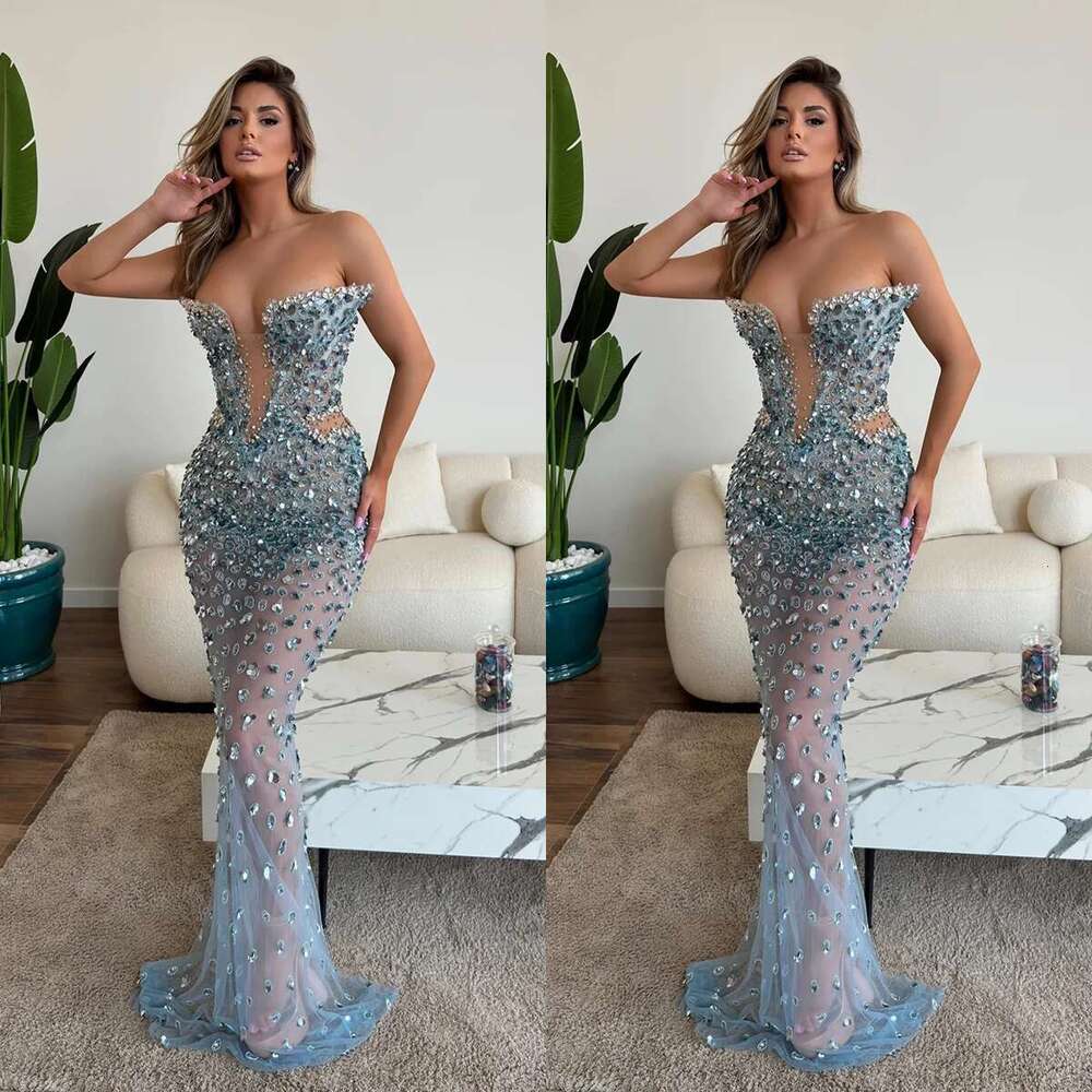 Personalized Sparkly mermaid dresses sequins lace tulle cutaway sides without backrest sweep train dance night prom