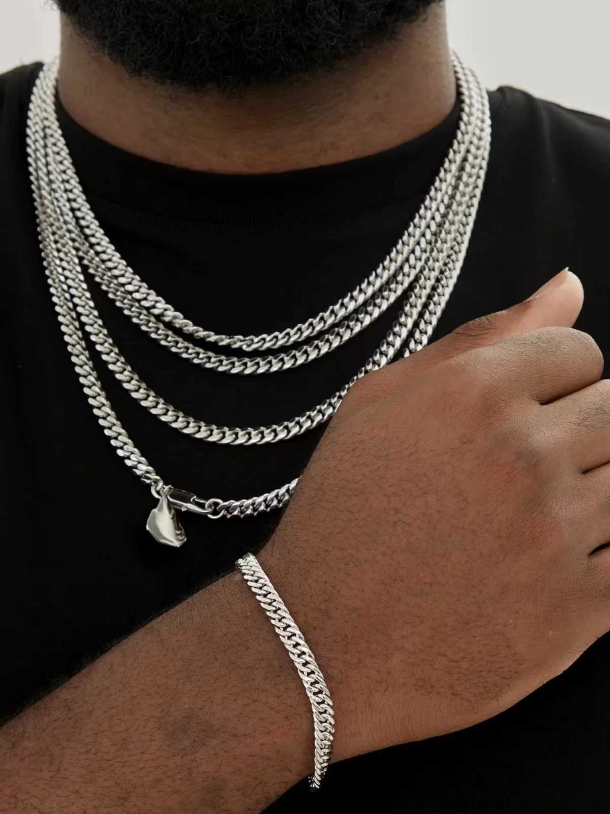 Simple Stainl Steel Silver Color NK Chain Bracelet For Men Hip Hop Jewelry Tren Party Accories Women BraceletXJ250219