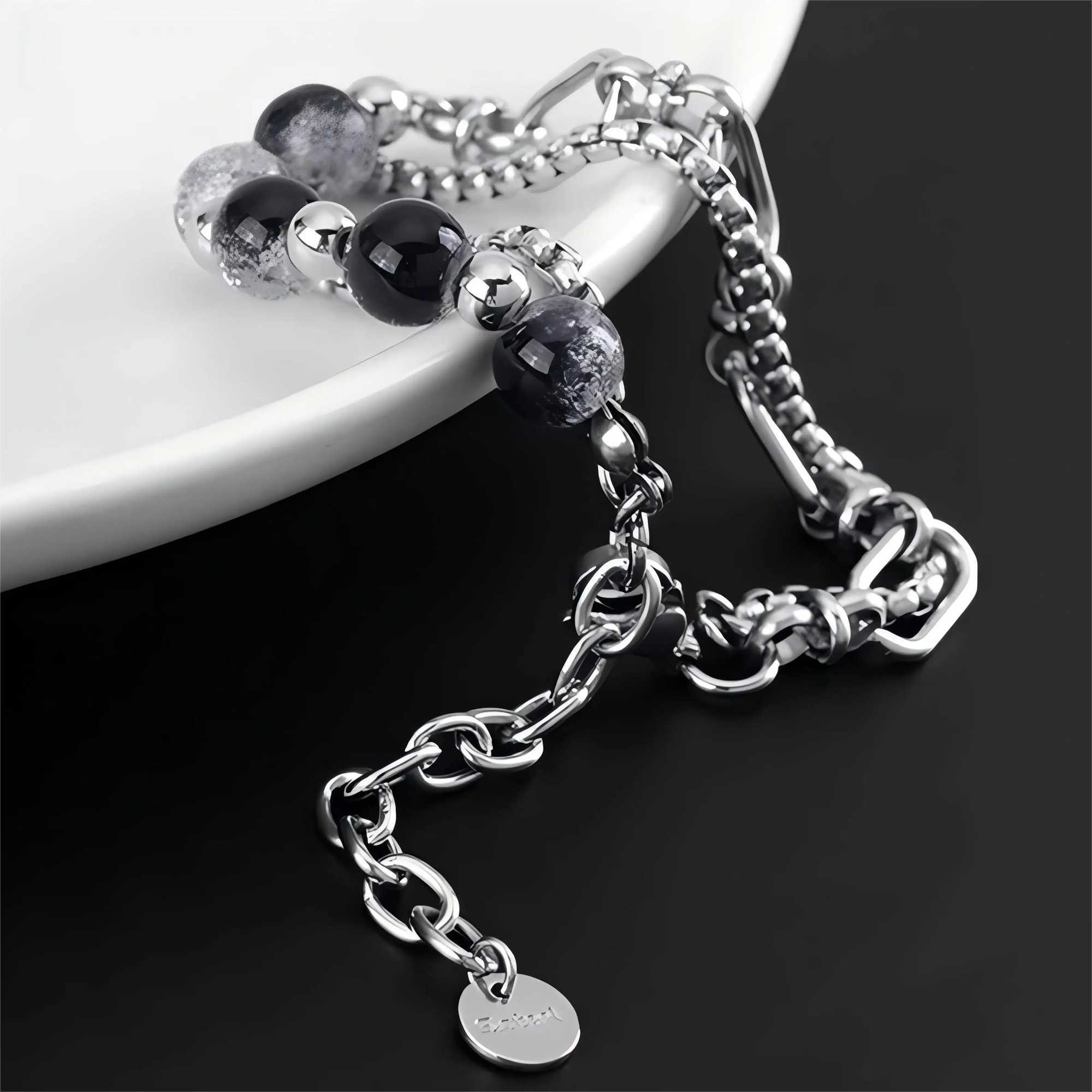 ZAKOL Tren Ball Crystal Beaded Chain Bracelets For Women Men Black Link Metal Bangles Strand Wristlet Jewelry Gifts FestivalXJ250219