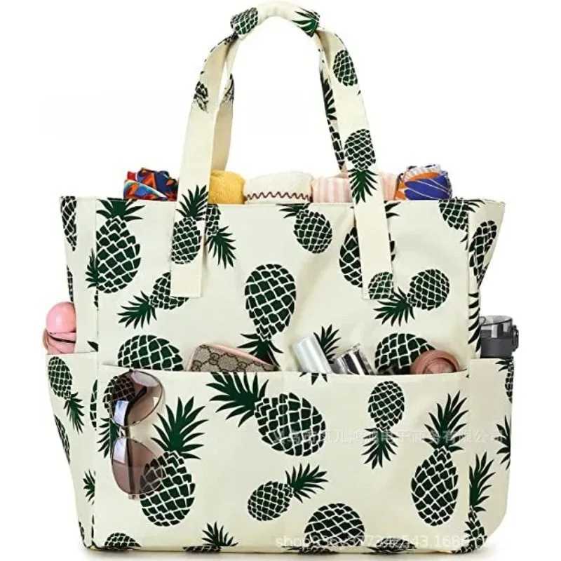 Classic Zipper Beach Bag Essential Bag for Travel Vacation and Gym Multifunctional Large-capacity Printed Tote Bag Z250219