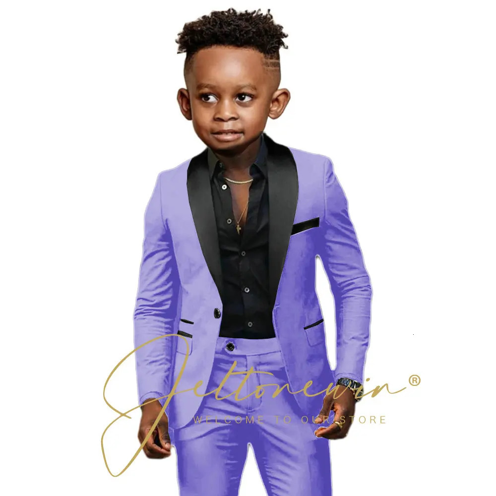 White Boys Suits 2 Pieces Wedding Formal Party Tuxedo Child Shawl Lapel Kids Dress Jacket Pants Slim Fit Blazer Sets 250219