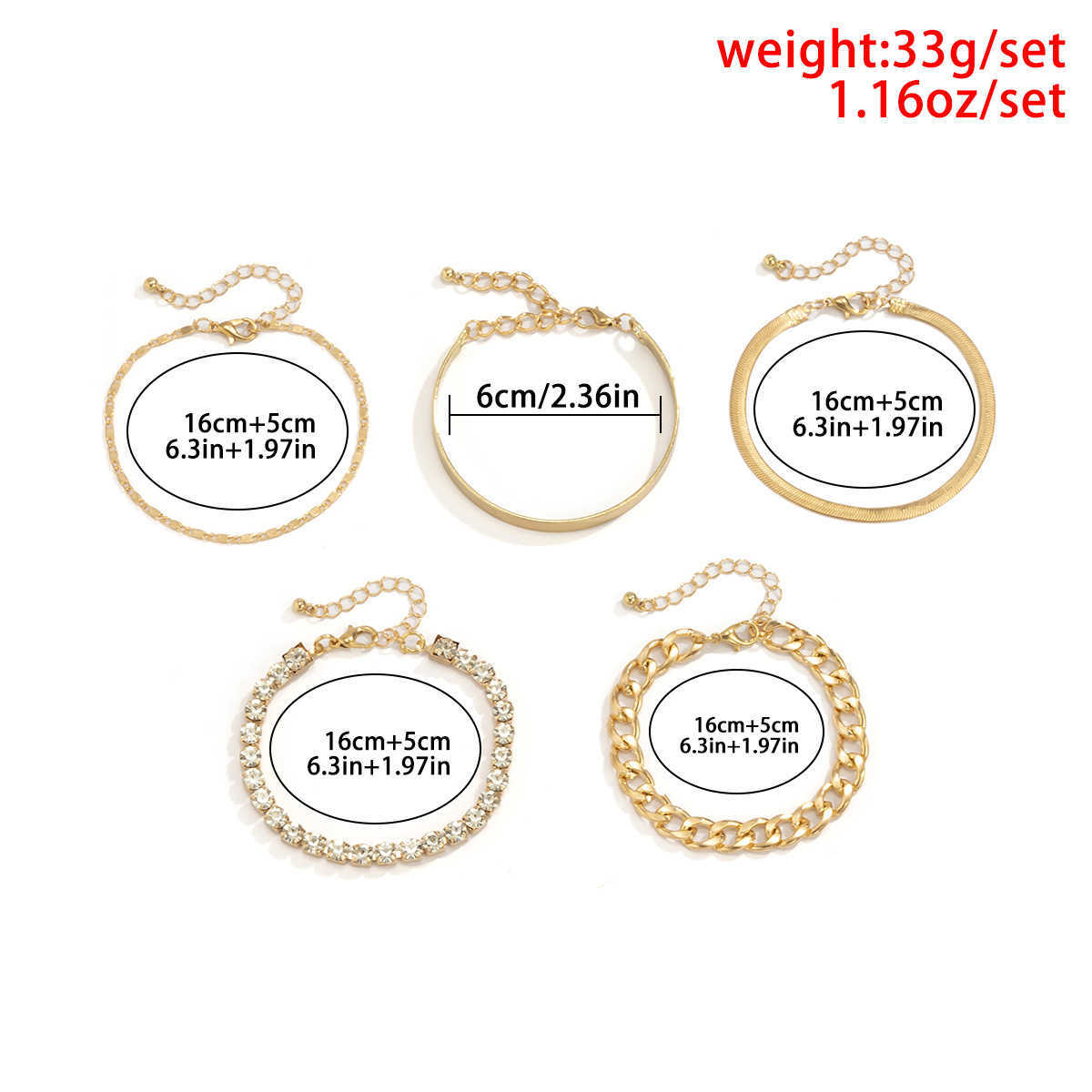 Charm Bracelets Personalized geometric multi-element Rhinestone set Bracelet simple copper hand claw chain hand jewelry H25220