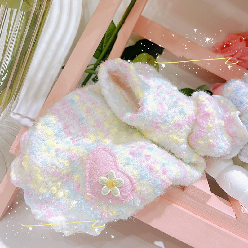 Small Cat Sweater with Candy Colored Plush Knit Fashionable Bubble Sleeve Cat Sweater Cold Weather Kitten Clothes for Ragdoll Cat, Sphinx Cat and Smal
