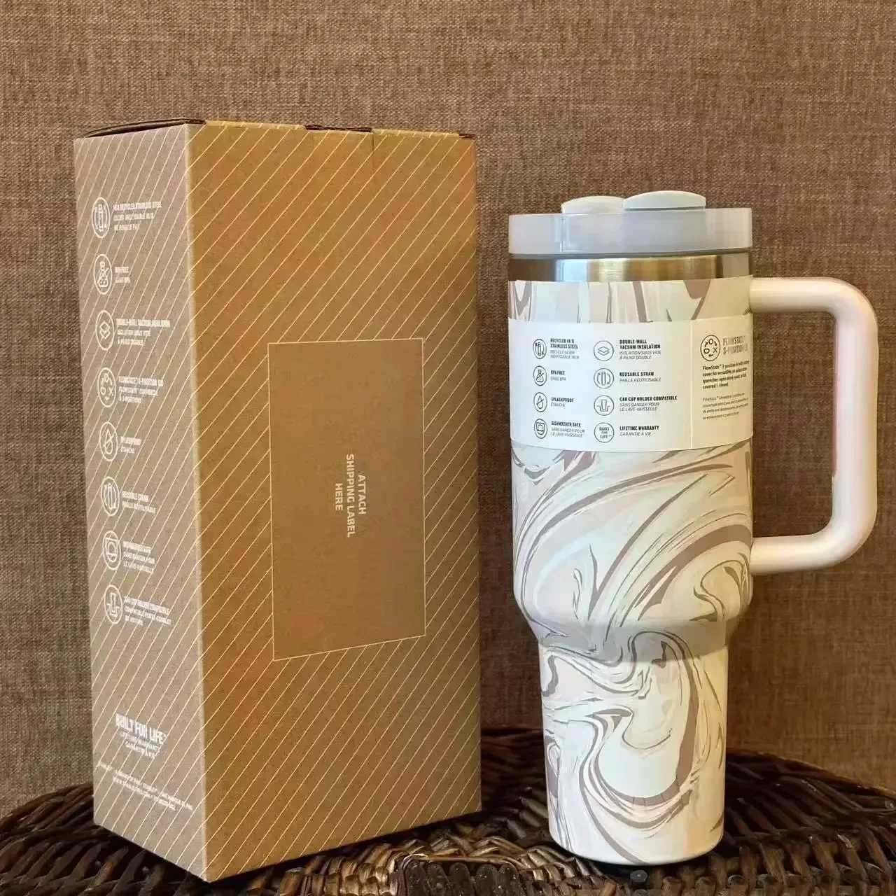 40oz Vacuum Insulated Car Mug For Double Wall Thermal Iced Travel Cup and Tumbler Straw Lid Stainless SteelT250220