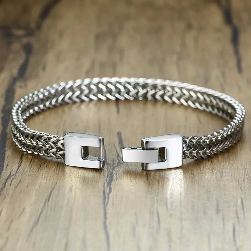Stylish Stainl Steel Bali tail Chain Bracelet for MenDouble Franco Link Chain BraceletsArmband Male JewelryXJ250219