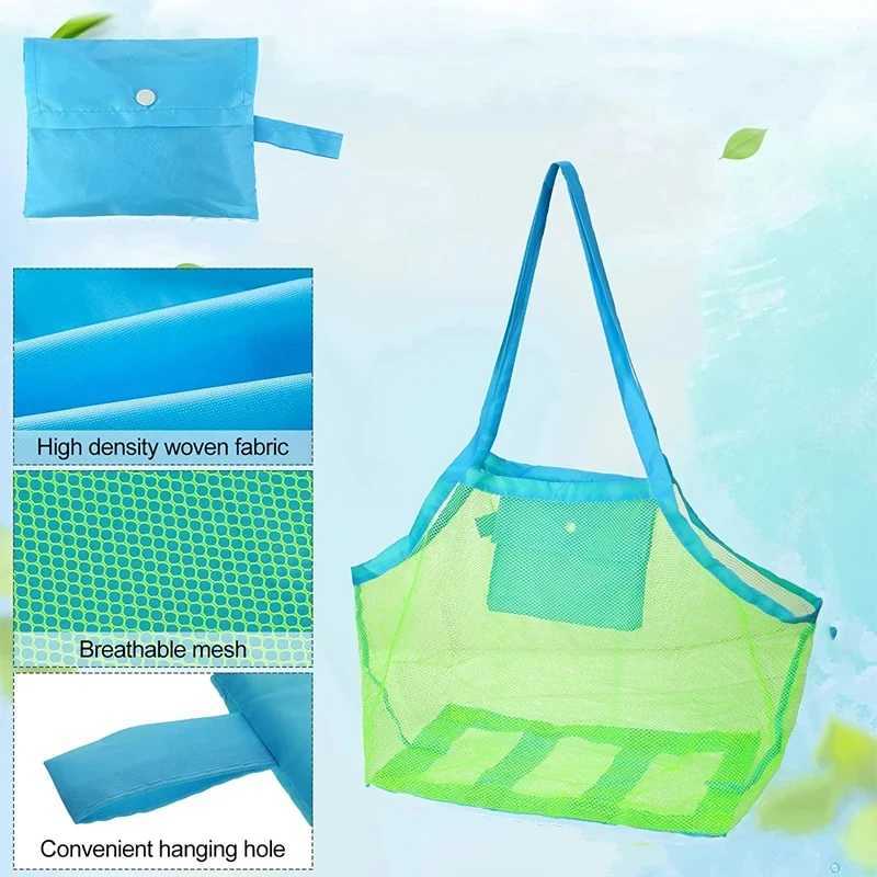 1pc Multicolor Large Mesh Beach Bag Sand-Away Portable Tote With Convenient Hanging Hole Breathable Foldable Storage For Toys Z250219