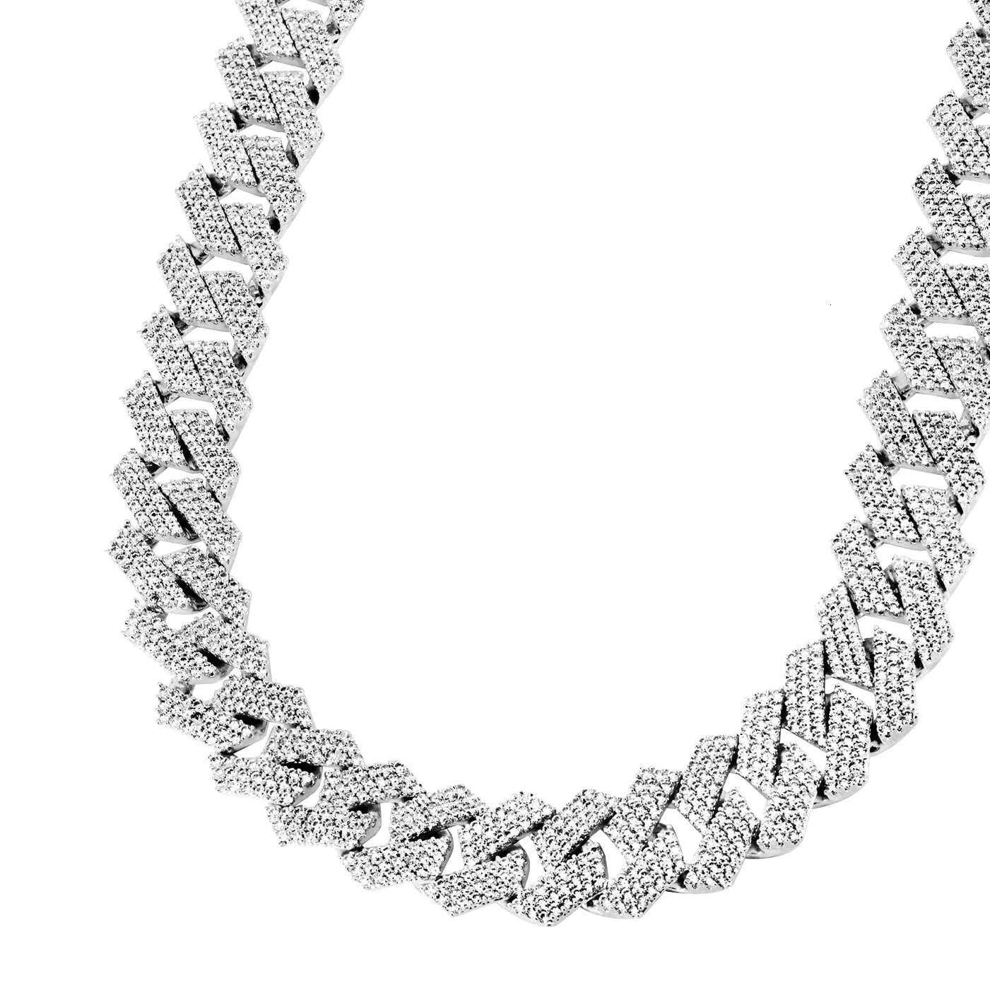 Custom Zirconia Moissanite Dia Cuban k 14mm Wide Rhodium Plating Necklace Sier Iced Out Chain for Men