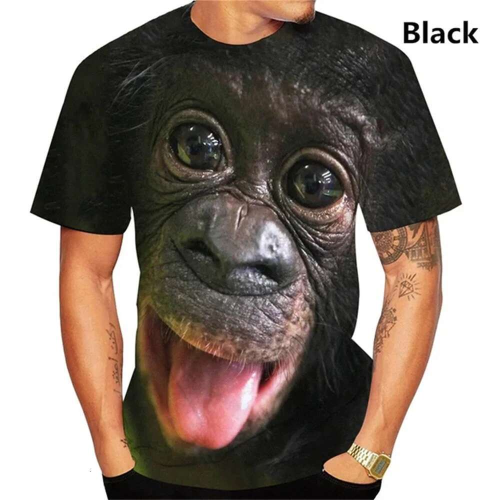 Unisex graphic short-sleeved t-shirt for men, funny clothes, kiss, monkey, Jules, 3D parody, adjust it, orangutan printed, Y-shirts
