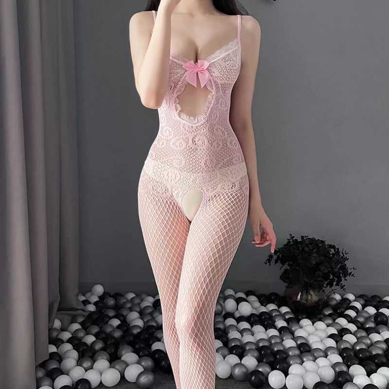 Sexy womens underwear elastic fishnet leggings open crotch hollow tight fitting clothes W250220