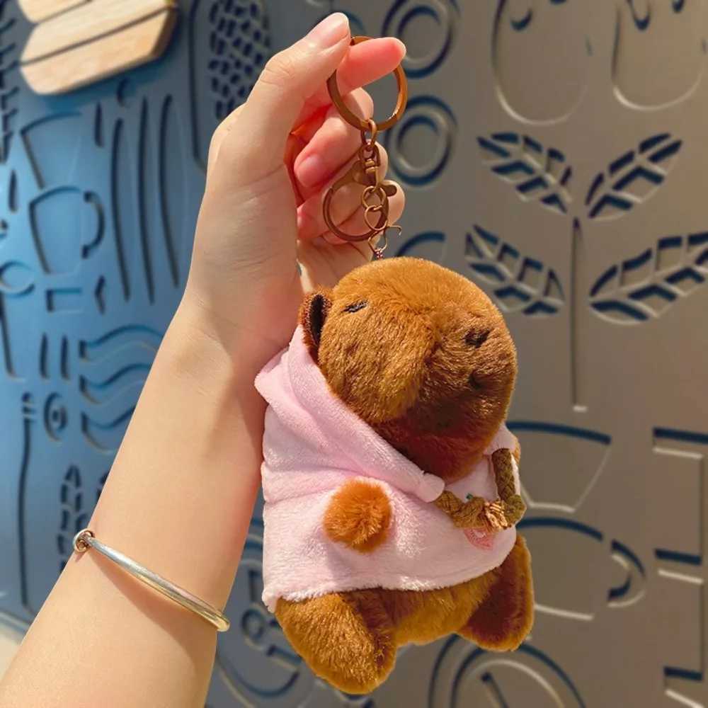Cute Capybara Plush Toy Keychain Hoodie Small Size Simulation Doll Stuffed Animals Anime Fluffty Toy Plush Pendant Birthday Gift W250219