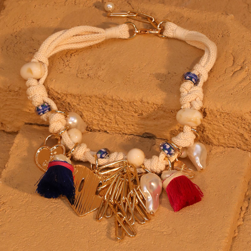 Bohemian Statement Beads&Hearts Necklace for Women Trendy Wedding Party Jewelry