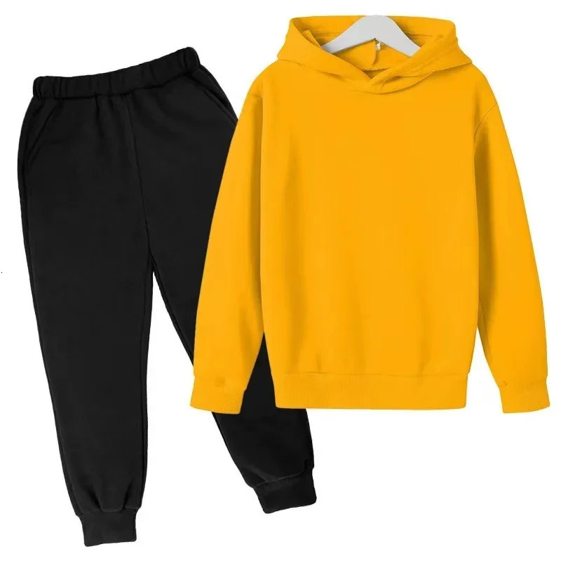 Kids Fashion 2pcs Pullover HoodiePants Suits 3-13 Years Boys Girls Casual Sportswear Tracksuits Children Clothes 250219