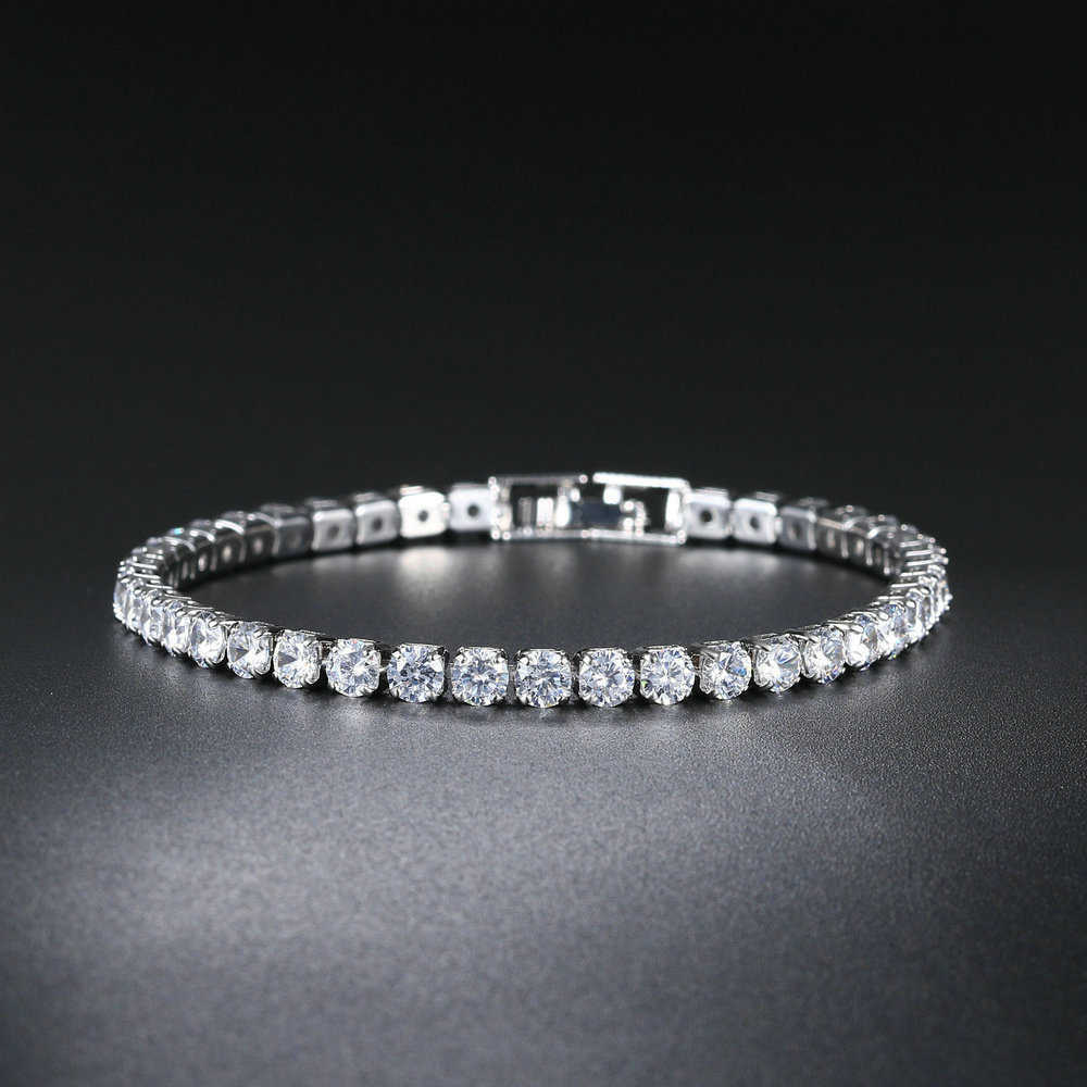 Charm Bracelets Zircon Bracelet female 4mm Round single row full Diamond Gold Tennis Bracelet hip hop trendsetter jewelry H25220