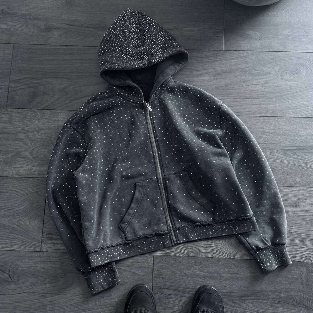 Hoodie, full body hot diamond long sleeved pullover, hooded jacket, street trend y2k