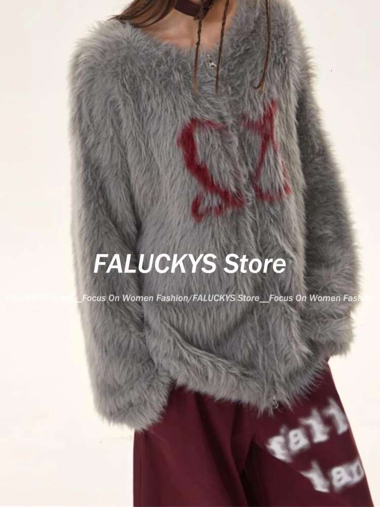 American Retro Streetwear Knitted Cardigan Tops Women Casual Loose Zipper Sweater Autumn Winter Y2k Haruku Vintage Coat New