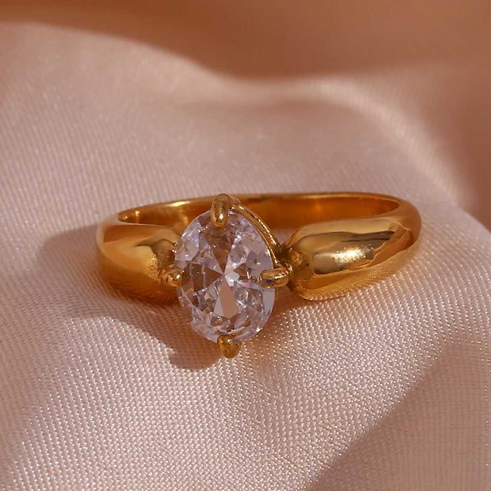 E.B. Luxury Stainless Steel Gold Plated Natural Stone Laips Turquoise Cubic Zirconia Rings For Wen stainless steel ring X250220