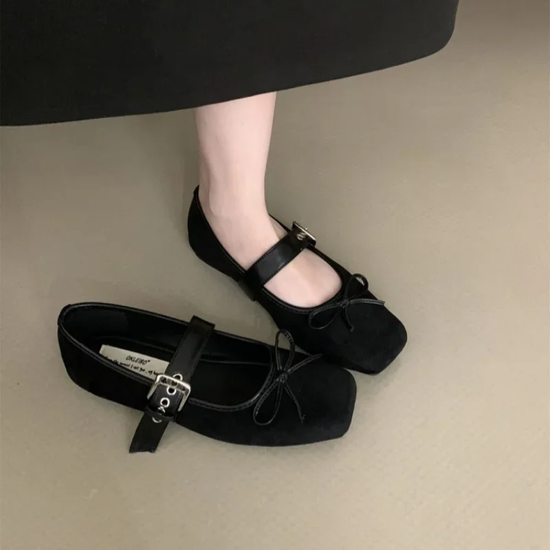 2025 Womens Comfort Ballerinas Shoes er Spring Women Mary Jane Fashion Square Toe Ladies Soft Sole Flats 250122