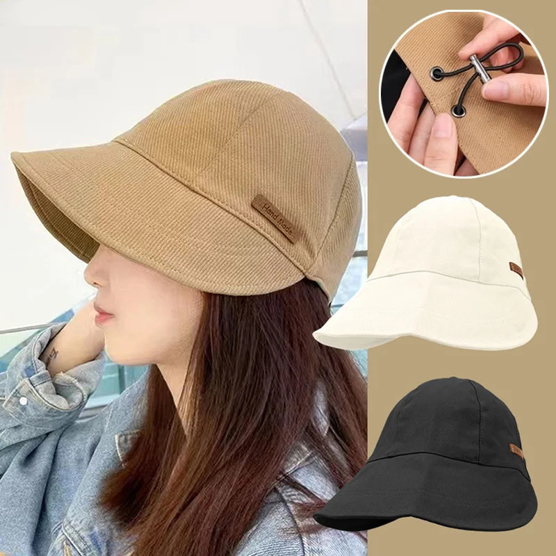 Womens Foldable Sunhat Summer Outdoor Beach Fisherman Hat Sunscreen UV Protection Cap Adjustable Cotton Wide Brim Bucket Caps 250210