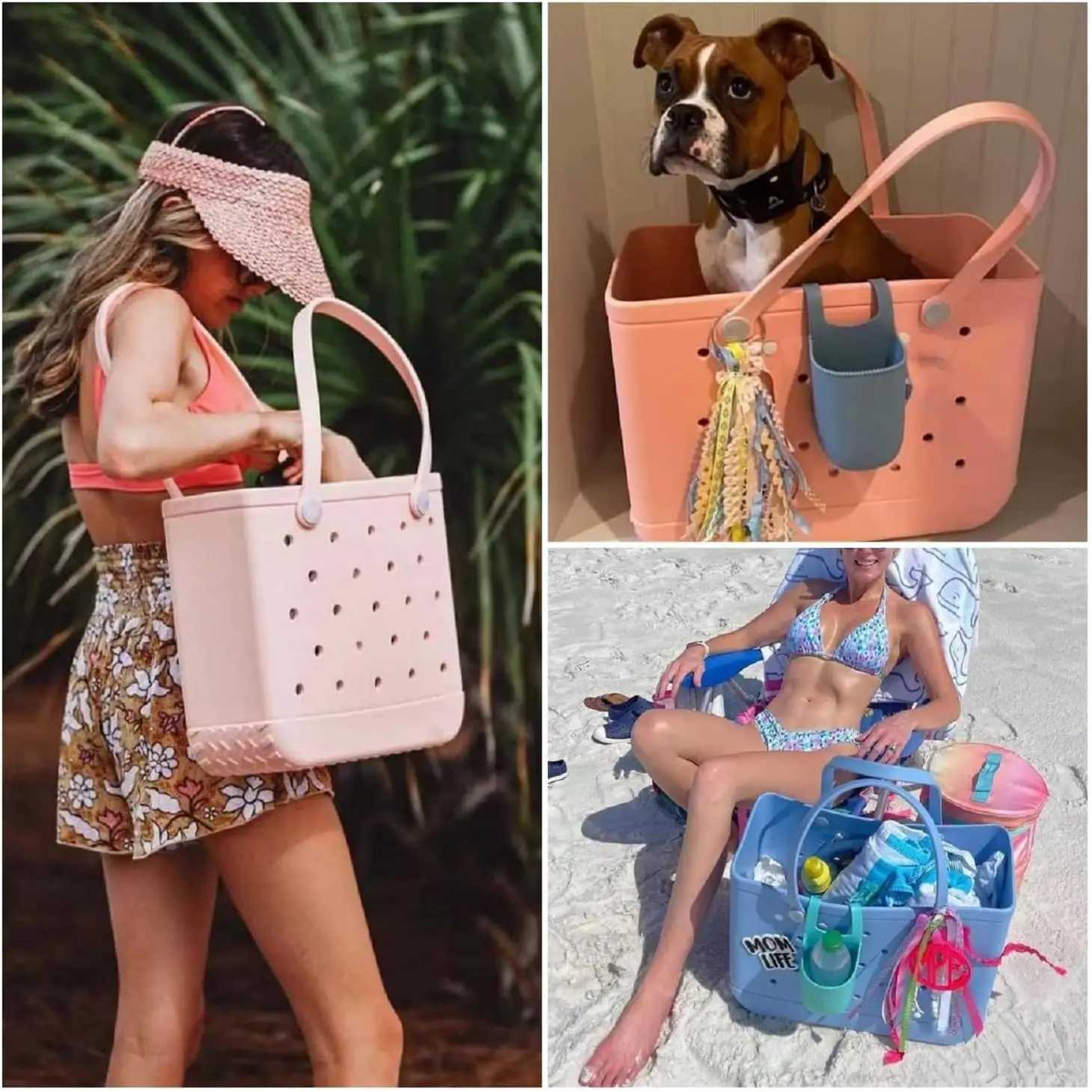 Summer beach bag rubber handbag sundries storage handbag outdoor travel beach swimming bag solid color waterproof bag Z250219