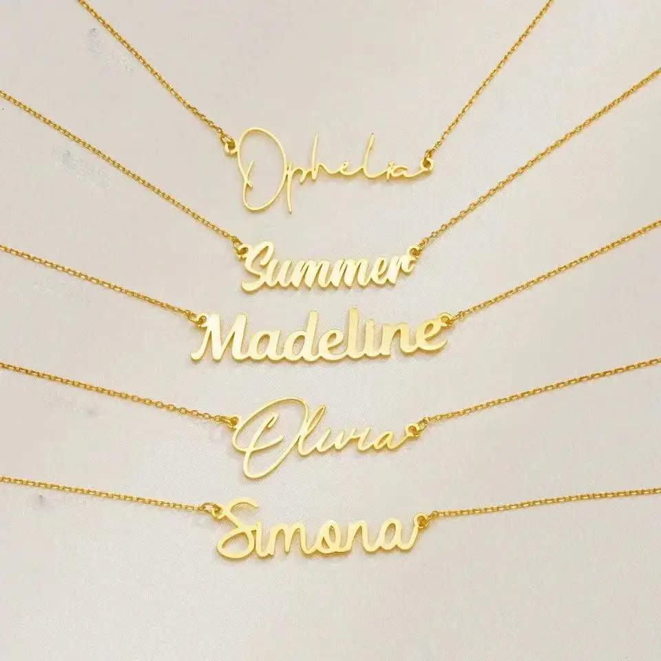 Customized Name Letter Necklace Personalized Stainless Steel Simple Pendant Womens Jewelry Valentines Day Gift 250210
