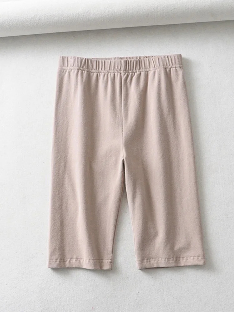 sexy women cotton high waist elastic pure color slim KneeLength biker shorts female 250214