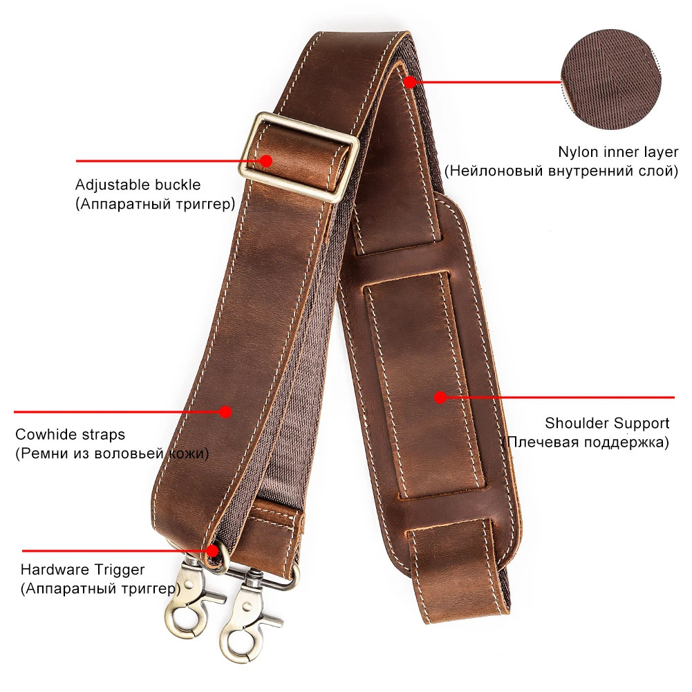 127cm Long Adjustable Genuine Leather Bag Strap for Crossbody Solid Color Messenger Shoulder Bag Strap Replacement Accessorie 250214