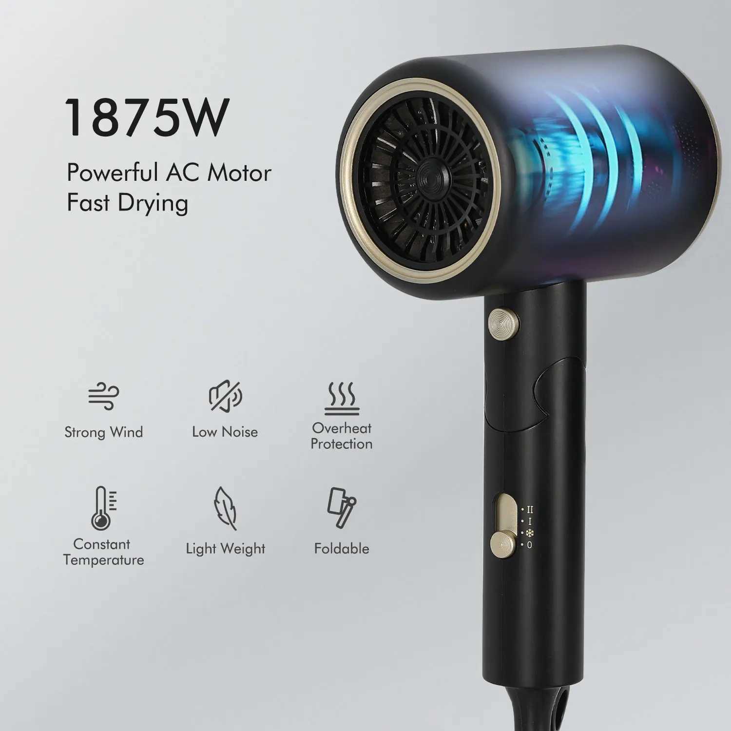 KIPOZI Folding Hairdry 875W Low Noise Constant Temperature Quick Drying Suitable For Home Travel Hair Dryer Dormitory Blow Three W250220