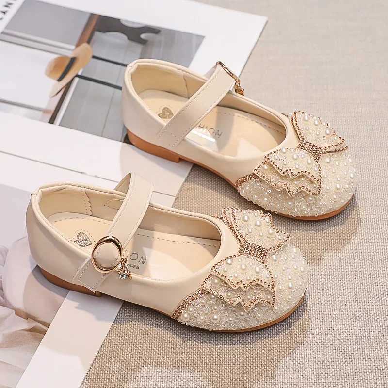 Children Princess Shoes Glitter Party Wedding Shoes for Girls Fashion Rhinestone Toddlers Ballet Flats Causal Kids Leather Shoes X250220