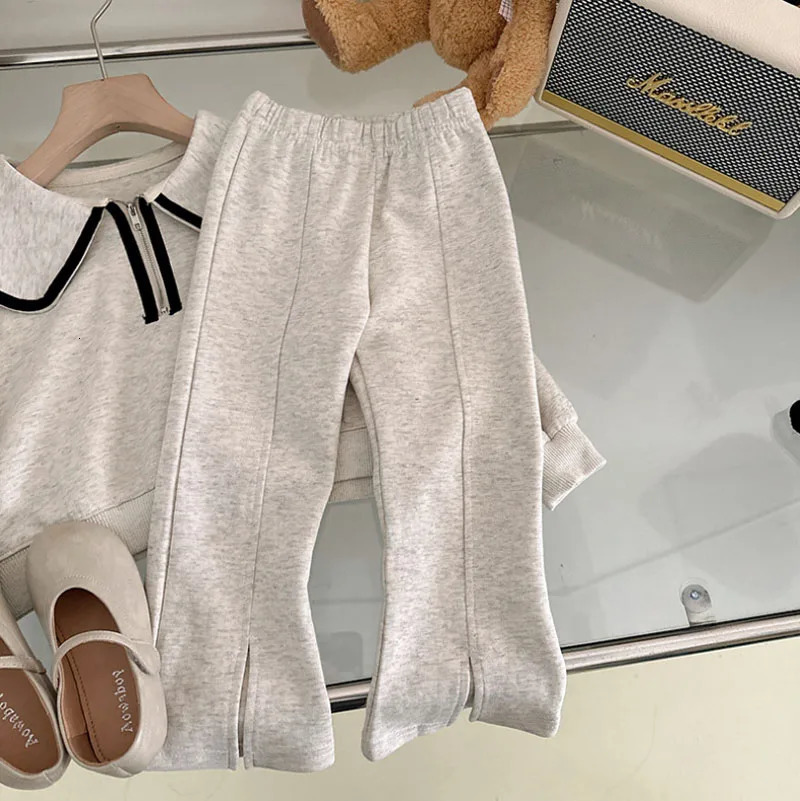Humor Bear Girls Spring and Autumn Korean Fashion Baby Doll Neck Long-sleeved HoodiePants Two Piece Set Casual Outfit 3-7Y 250220