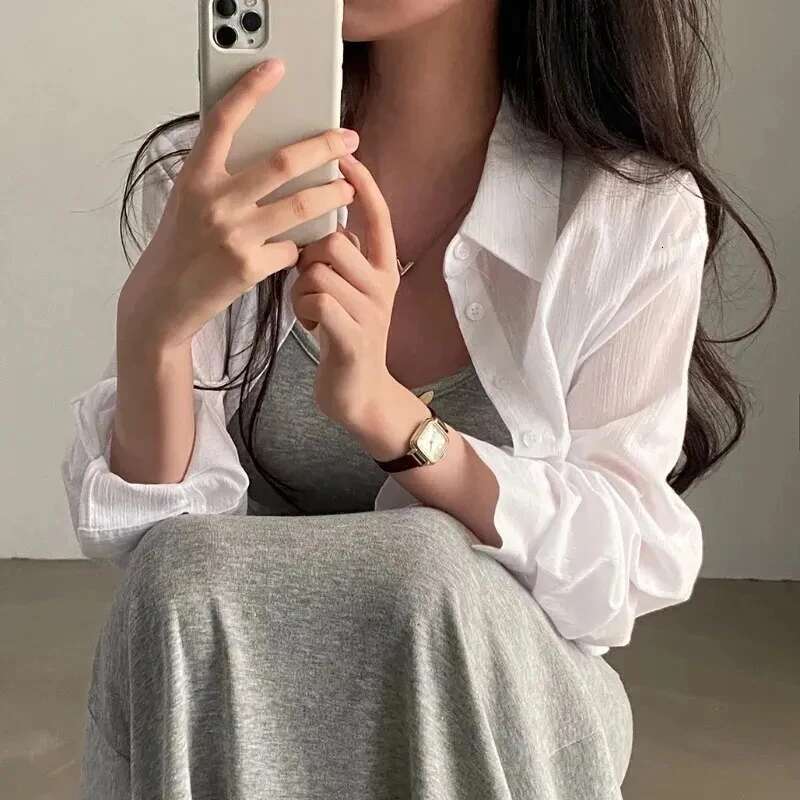 2024 Summer Sunscreen Shirt Women Sexy Backless Chiffon Sun Protection Cardigan Tops Woman Solid Color Loose Casual Blouse Mujer