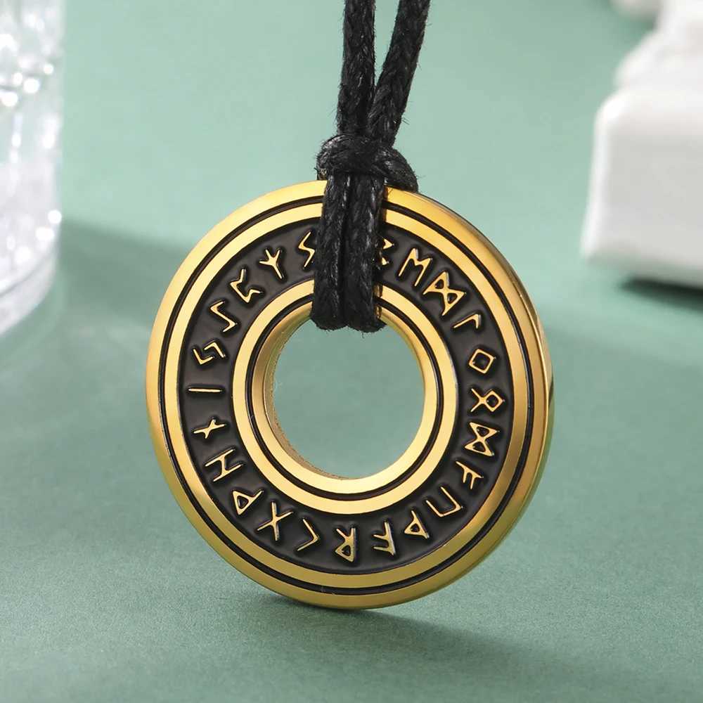 LIKGREAT Vintage Nordic Rune Necklaces for Men Stainl Steel Norse Runes Viking Jewerly Pagan Elder Futhark Pendant AmuletXJ250219