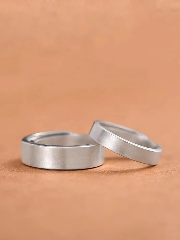 Lovers Fine Jewelry 999 Sterling Silver Ring Women Men Adjustable Vintage Classic Plain Ring Couple Rings 250213