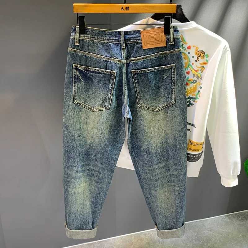 High Street Trendy Brand Retro Distressed Loose Harlan Jeans Mens Spring And Autumn New Personalized Trendy Patch Long Pants Me X250220