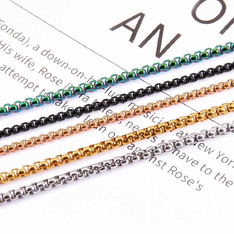 Rope Chain Box Necklace Stainl Steel Chains Link Necklaces Pendant DIY Jewelry Never Rub Off 2MM 2.5MM 3MM 4MM USENSETXJ250219