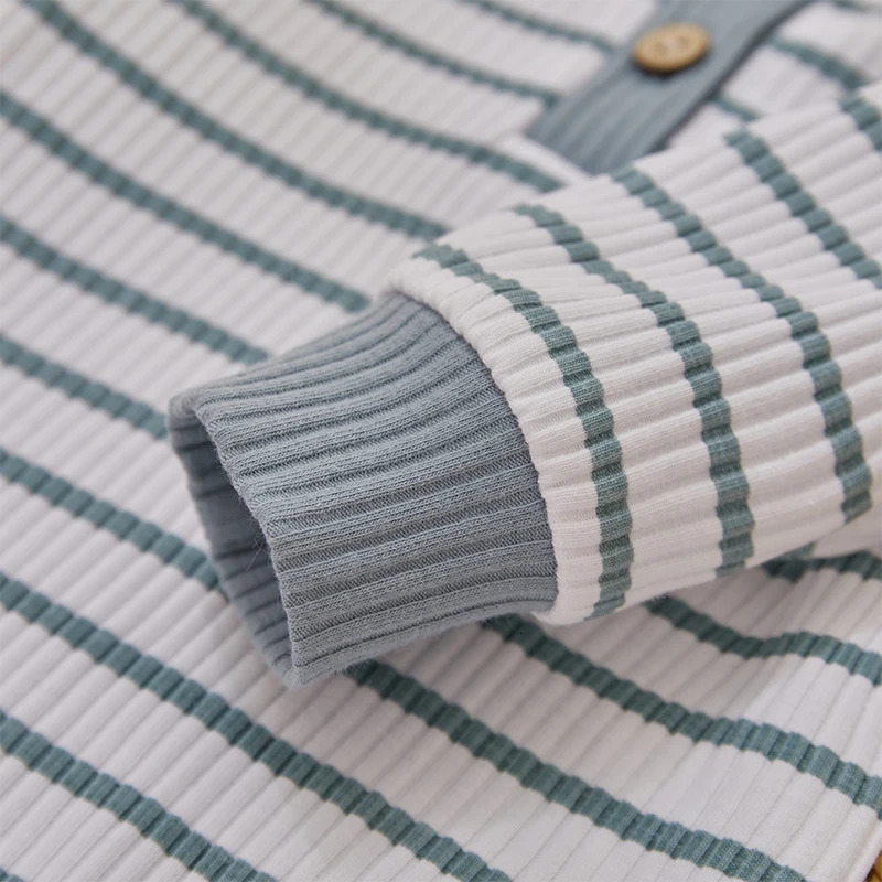 Ribbed Stripe Baby Boy Girls Clothes Fall Toddler Outfits Long Sleeve Soft Cotton Romper Pants 2PCS Set For Infant Outwear 250219