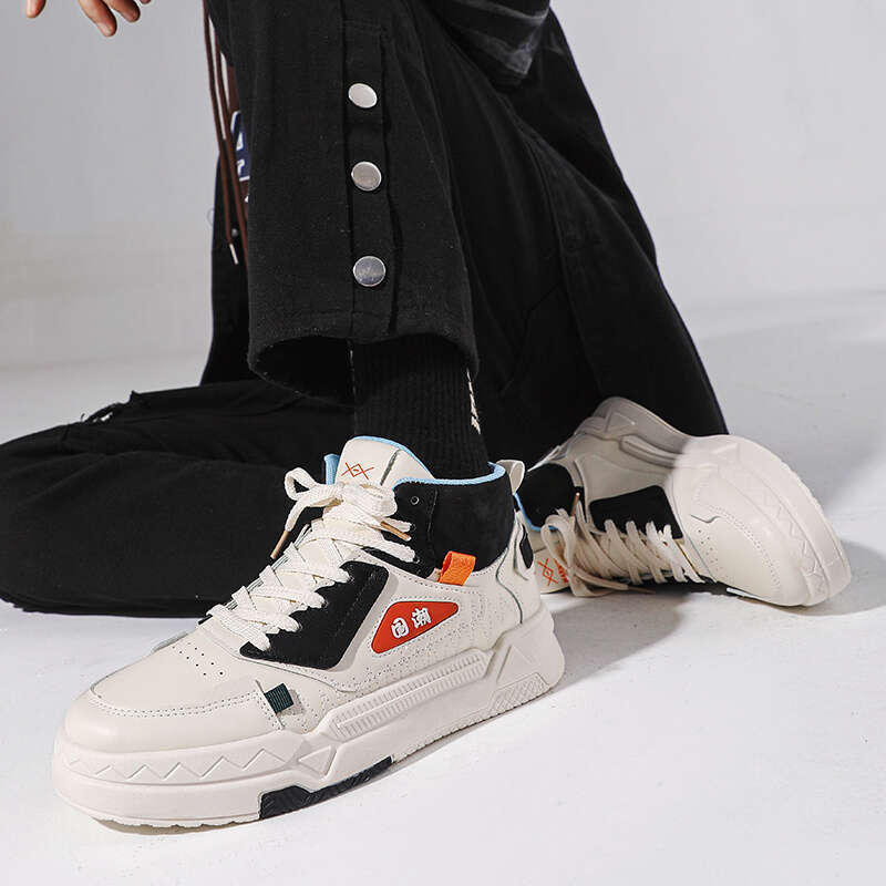 Men's Fashion High Top Running S hoes - Du rable PU&PVC Sole, Comfortable Fabric Lining, Training and Fitness St r