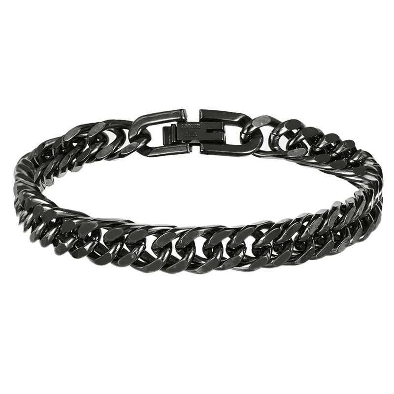 Kcaco Stainl Steel Cuban Link Bracelet Chunky Wristband Hip Hop Cu Link Chain Bracelets Width 8mm for Boyfriends JewelryXJ250219