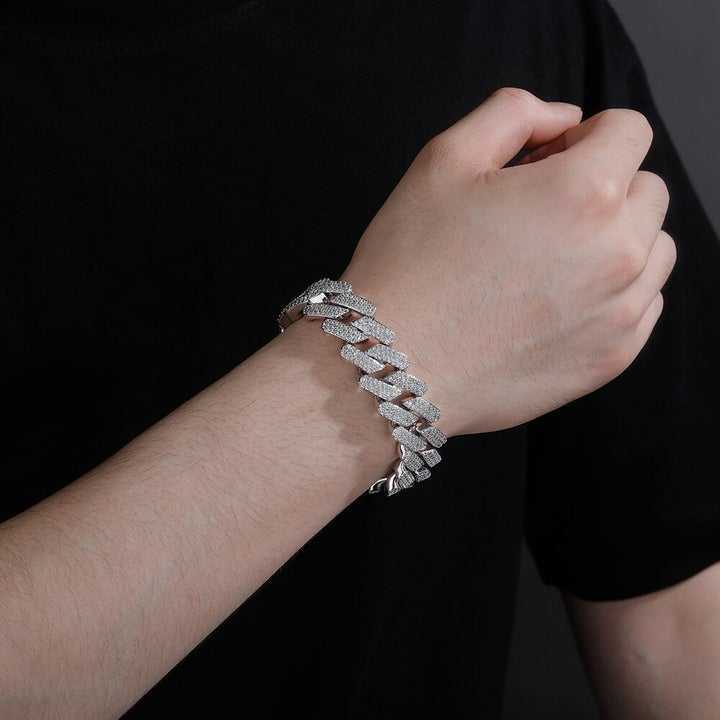AAA Gems 18mm Miami Cuban Link Bracelet 925 Sterling Silver Jewelry VVS Moissanite Diamond Bracelet