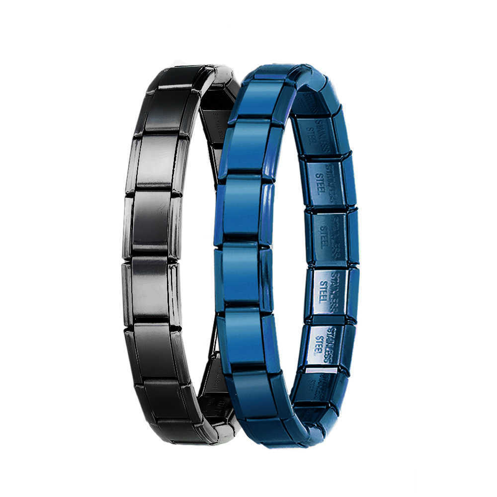 Charm Bracelets Stainless steel Italian module bracelet 9mm spliced titanium steel bracelet DIY accessory Itanlian Brelet H25220