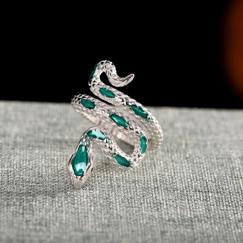 925 Sterling Silver Snake Ring Vintage Fashion Light Open Ring Womens Trendy Jewelry 250220