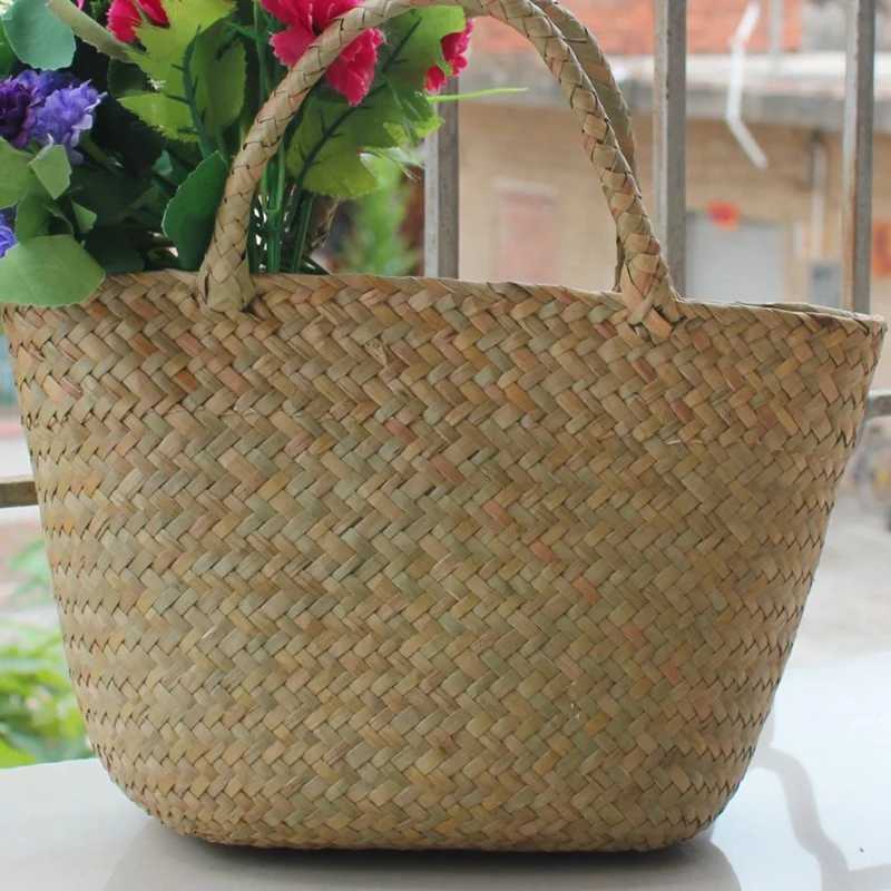 Womens Classic Straw Summer Beach Sea Shoulder Bag Handbag Tote Small Z250219