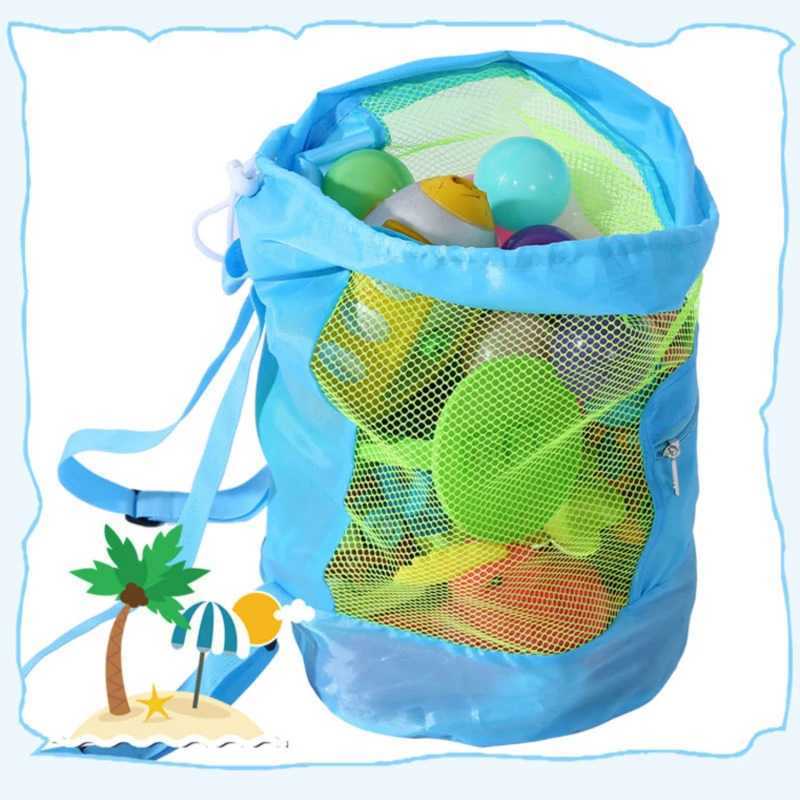 Beach Storage Pouch Tote Bag Kids Foldable Beach Mesh Bag Large Capacity Travel Toy Organizer Net Portable Storage Backpack Z250219