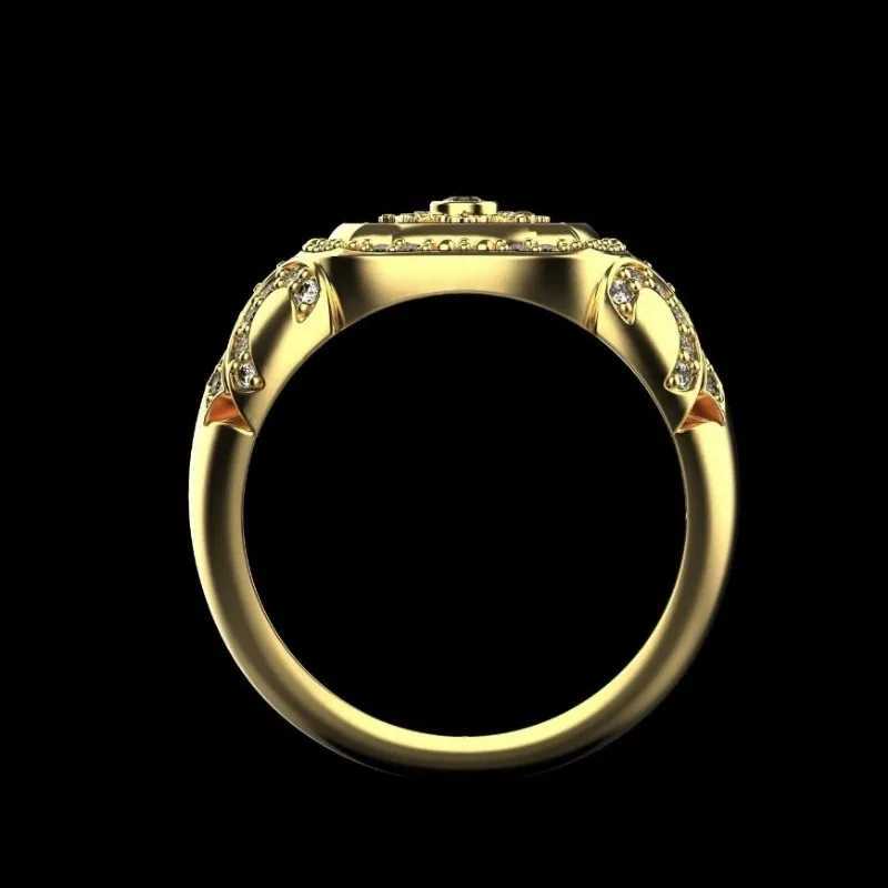 Exquisite Fashion Gold Color Rings for Wen White Stone Men Rings Jewelry Party Gift X250220