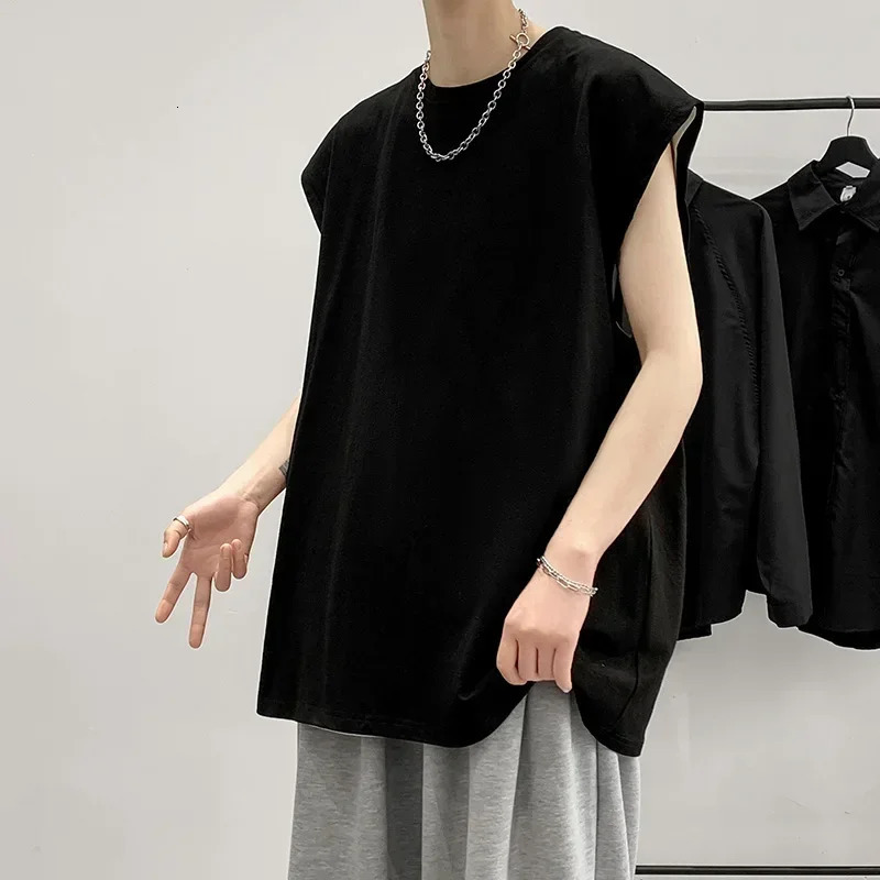 Mens cotton vest casual wear summer mens sleeveless T-shirt oversized white mens clothing 5XL large sports vest 250219