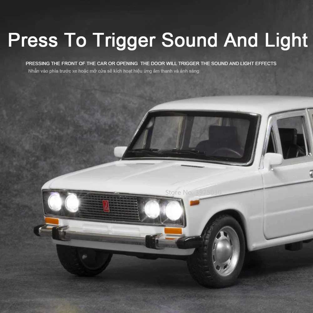 1/24 LADA 2106 Alloy Scale Car Model Diecast Vehicles Car Toys with Sound and Light Toys Collection for Boys Birthday Gift KidsXJ250220