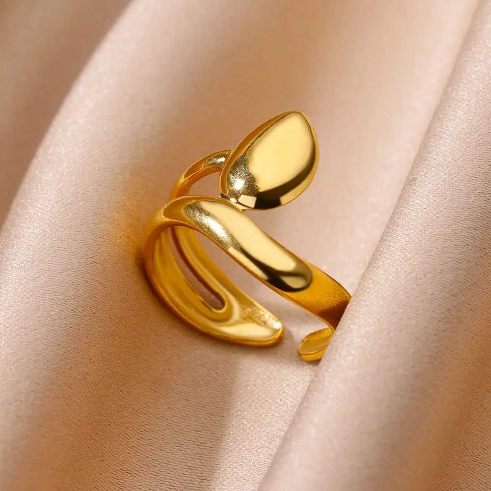 Stainless Steel Smooth Surface Shell Simple Geetric Ring for Wen Gold Color Exquisite Personali Open Ring Couple Jewelry X250220