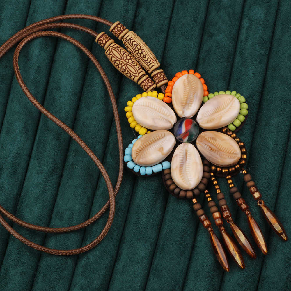 Pendant Necklaces New ethnic style Nepalese jewelry leather necklace exotic design hand woven Bohemian items H25219