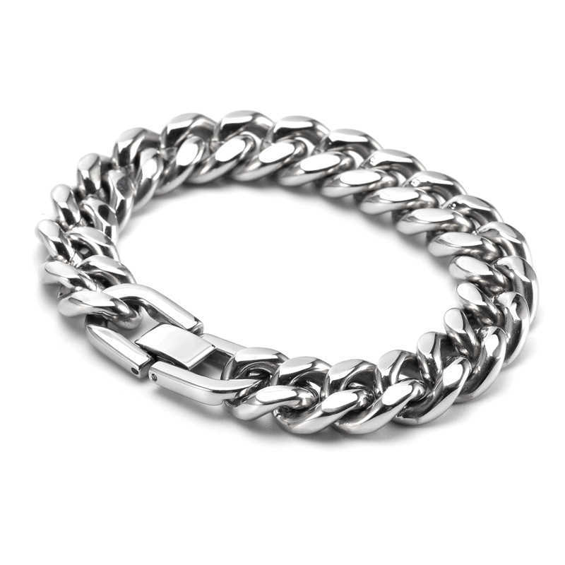 Charm Bracelets Accessories mens fashion punk mirror light Cuba chain trend stainless steel bracelet hip hop Bracelet H25220