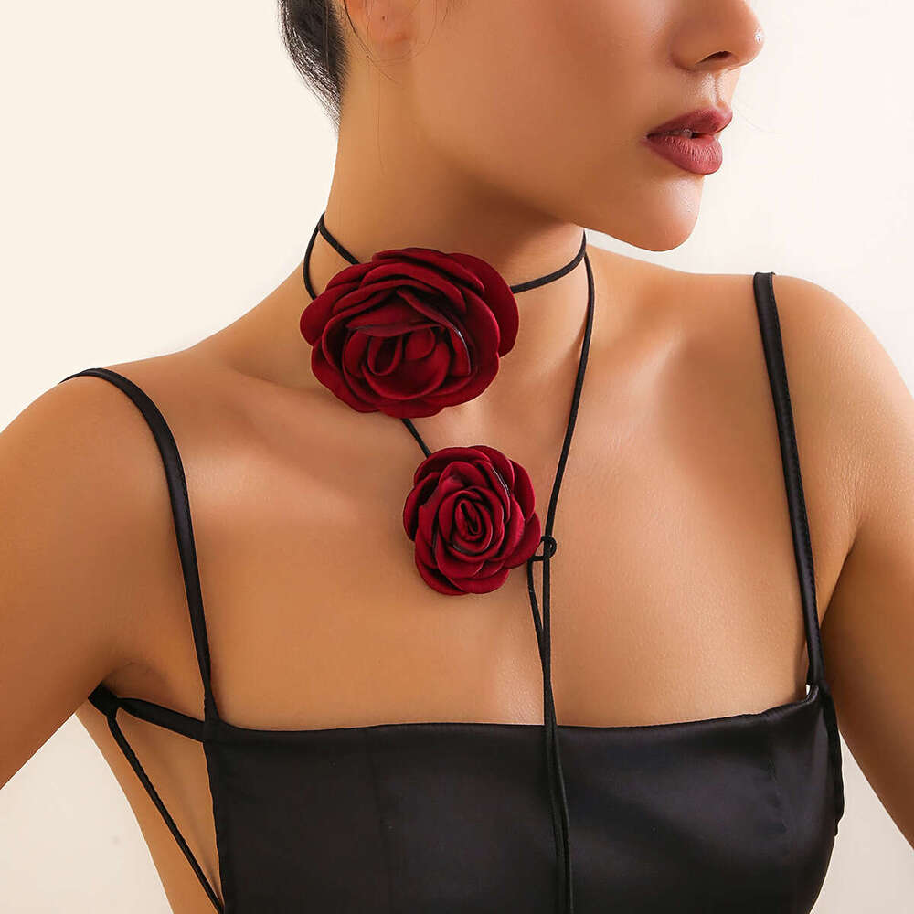Choker Neckchain with wer Strap Rose Dinner Collar Accessories Necklace for Women
